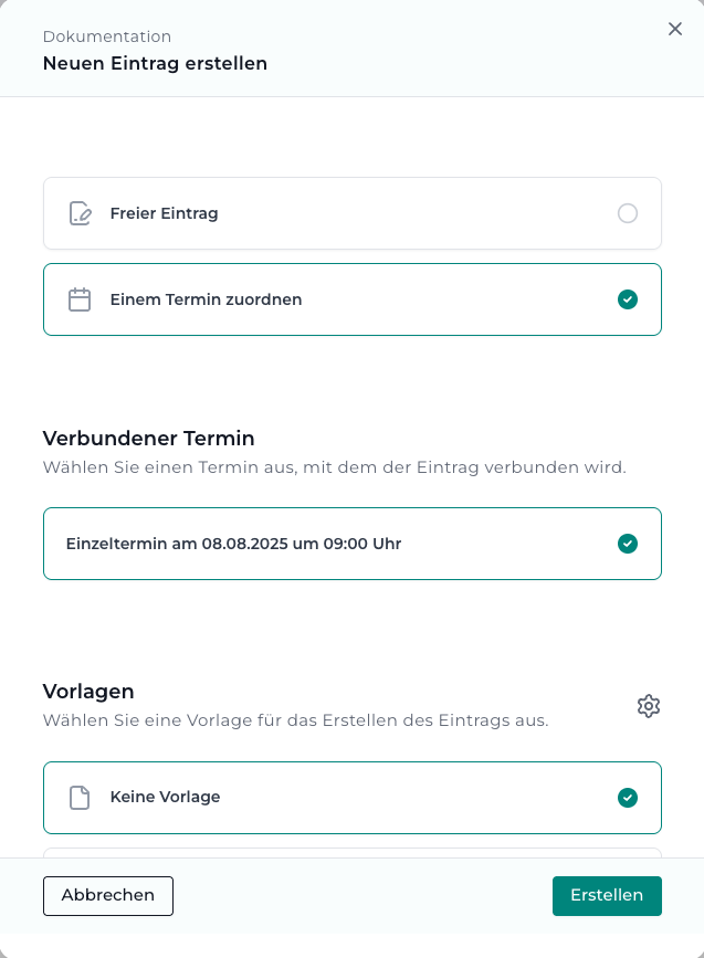 Eintrag in der Klient:innen-Dokumentation erstellen