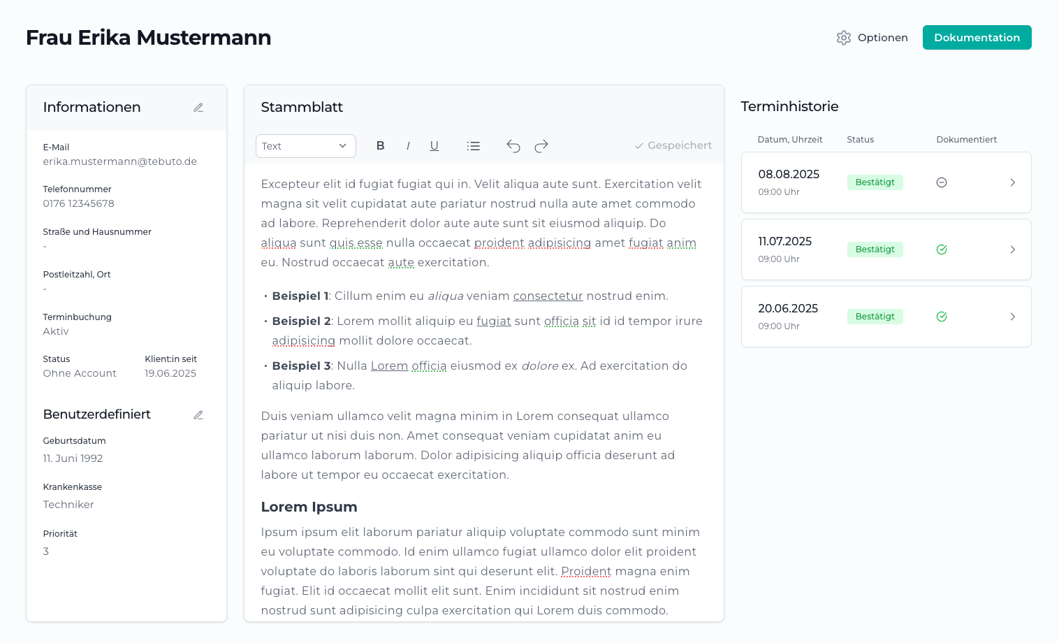 Klient:in Übersicht