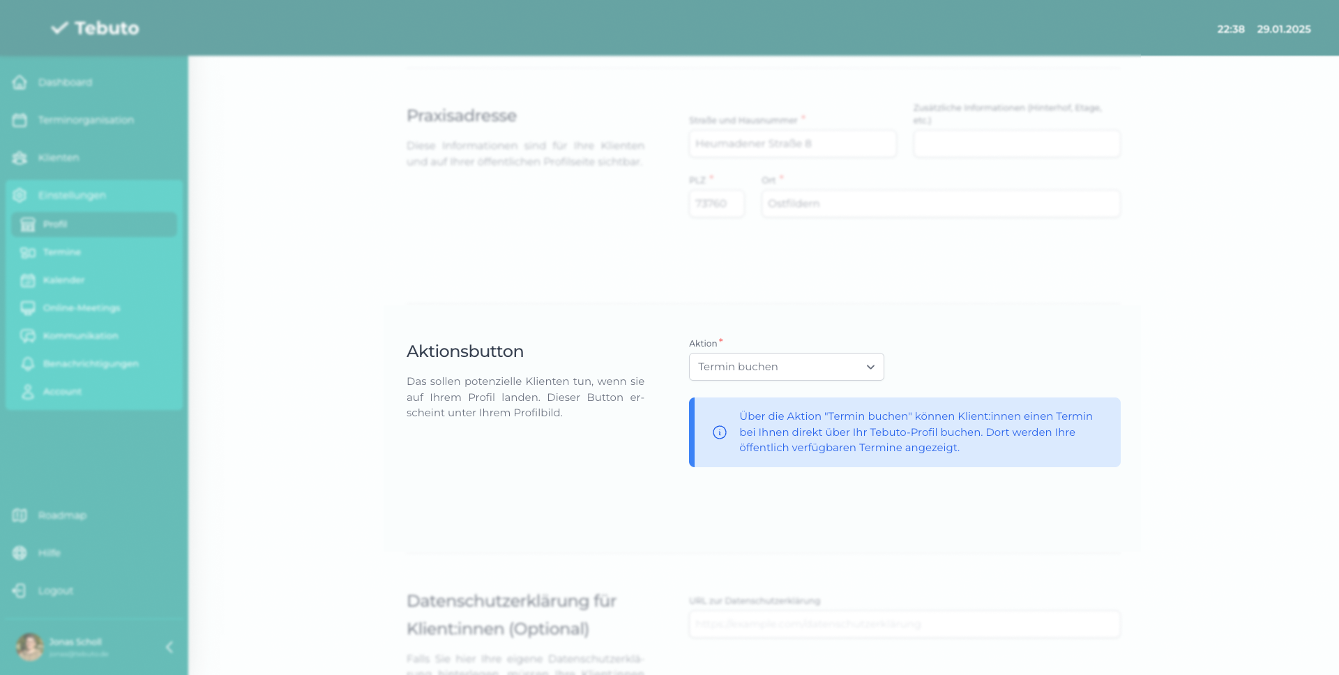 Einstellung zum Anbieten von öffentlichen Terminen über das Verzeichnis
